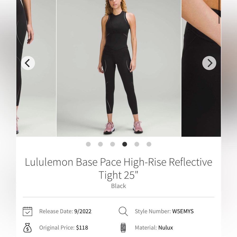 lululemon athletica Women's Black Base Pace Leggings reflective